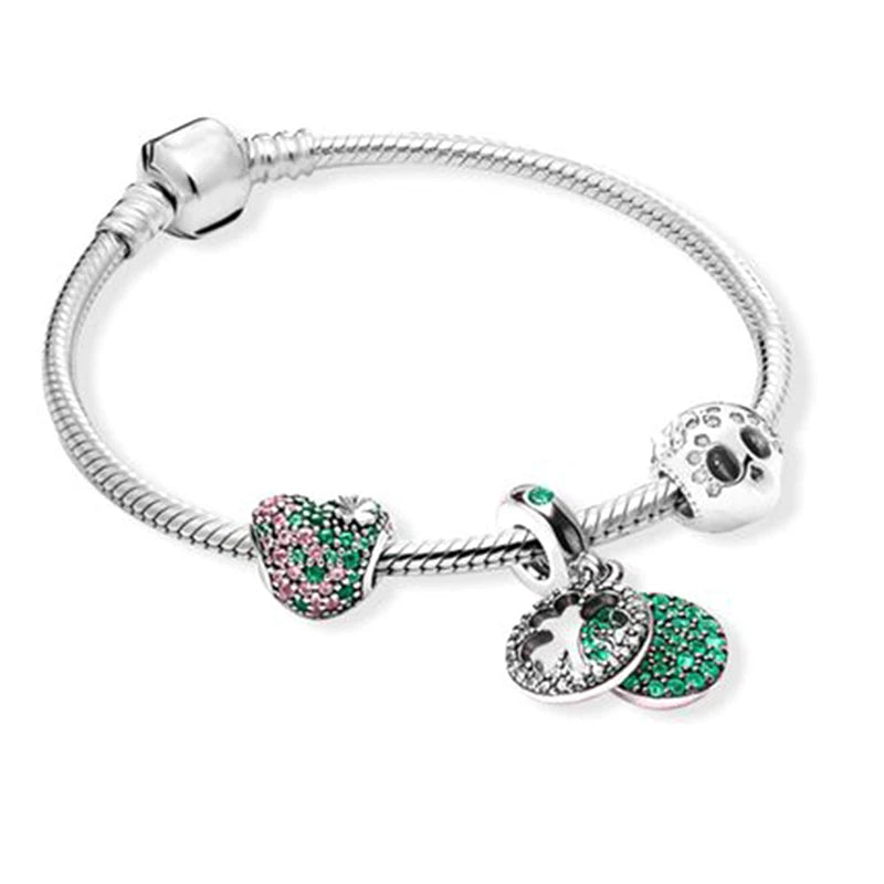 Classic Heart Charm Snake Chain Bracelet for Women