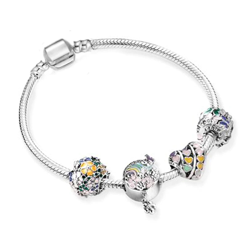 Classic Heart Charm Snake Chain Bracelet for Women