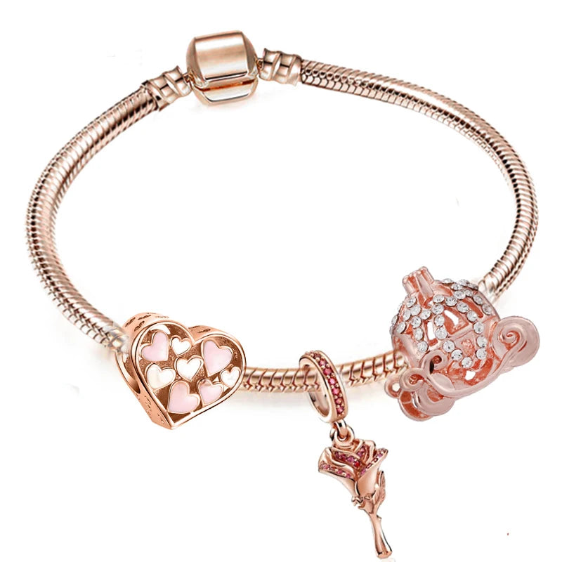 Classic Heart Charm Snake Chain Bracelet for Women
