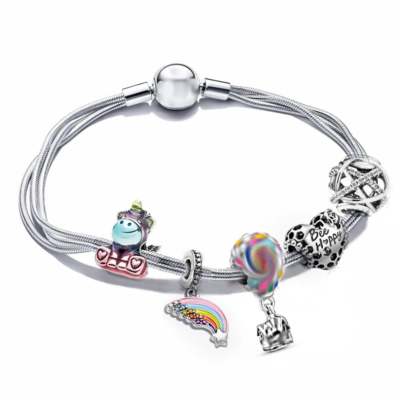 Classic Heart Charm Snake Chain Bracelet for Women