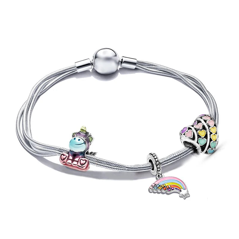 Classic Heart Charm Snake Chain Bracelet for Women