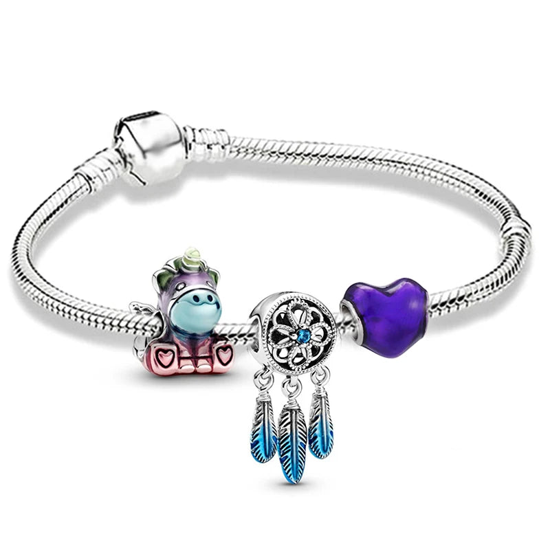 Classic Heart Charm Snake Chain Bracelet for Women
