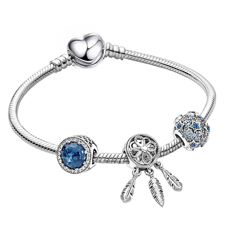Classic Heart Charm Snake Chain Bracelet for Women