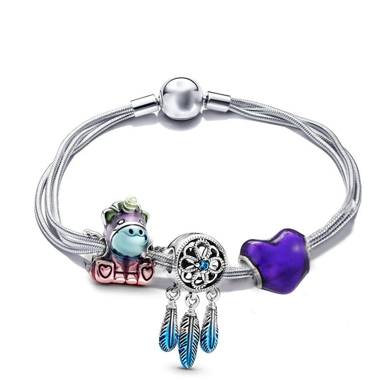 Classic Heart Charm Snake Chain Bracelet for Women
