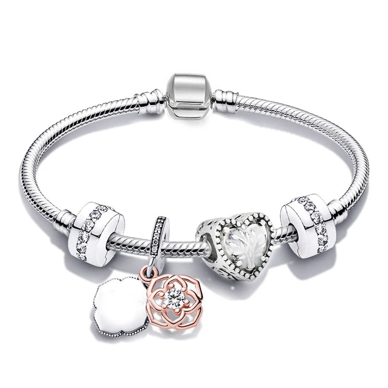 Classic Heart Charm Snake Chain Bracelet for Women