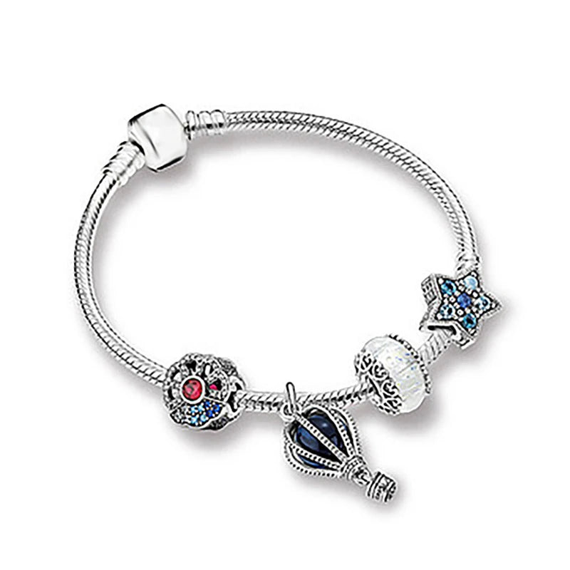 Classic Heart Charm Snake Chain Bracelet for Women