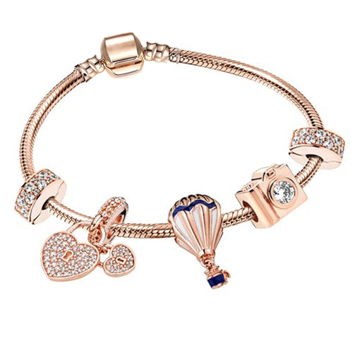 Classic Heart Charm Snake Chain Bracelet for Women
