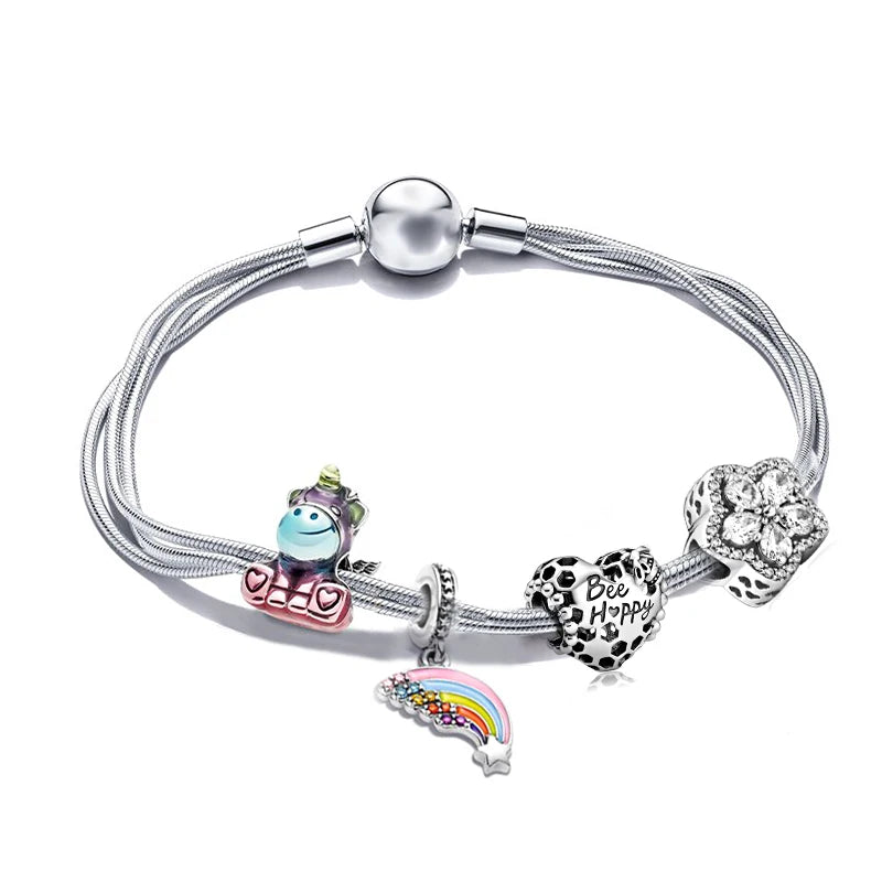 Classic Heart Charm Snake Chain Bracelet for Women