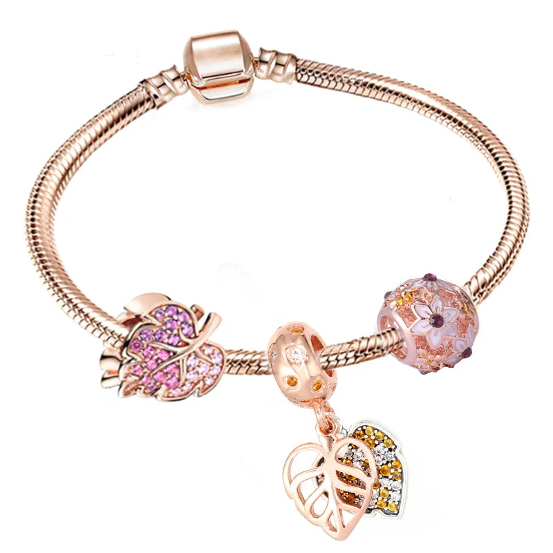 Classic Heart Charm Snake Chain Bracelet for Women
