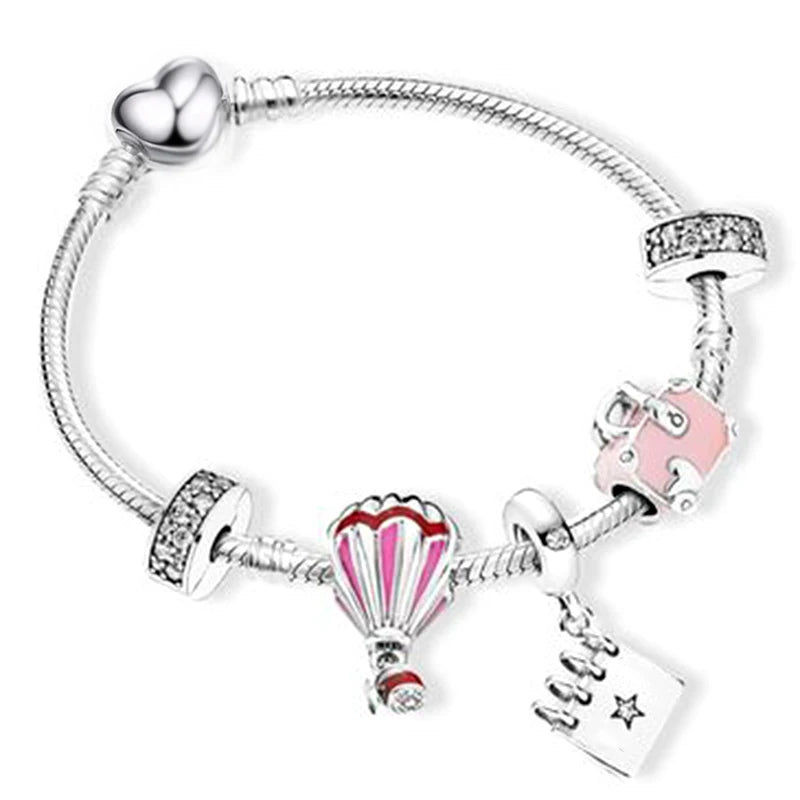 Classic Heart Charm Snake Chain Bracelet for Women