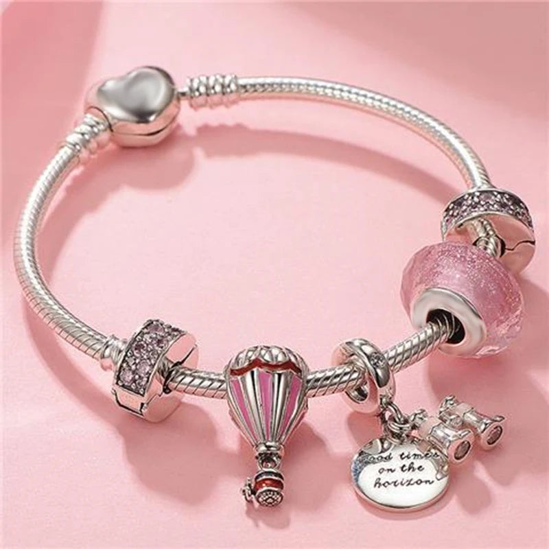 Classic Heart Charm Snake Chain Bracelet for Women
