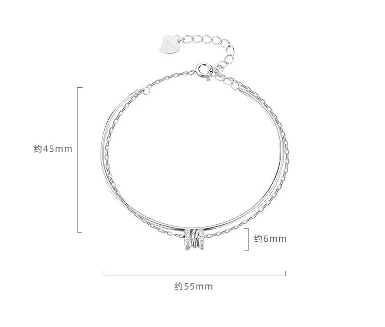 925 Sterling Silver Double Heart Bead Bracelet