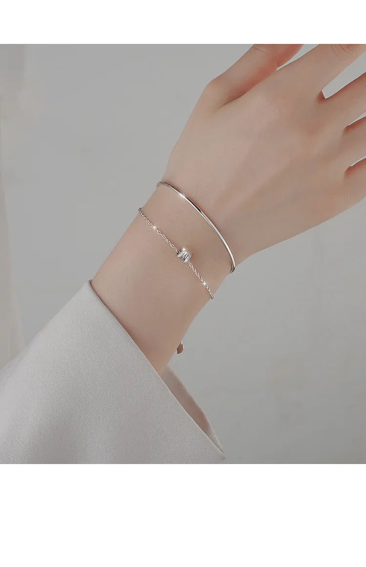 925 Sterling Silver Double Heart Bead Bracelet