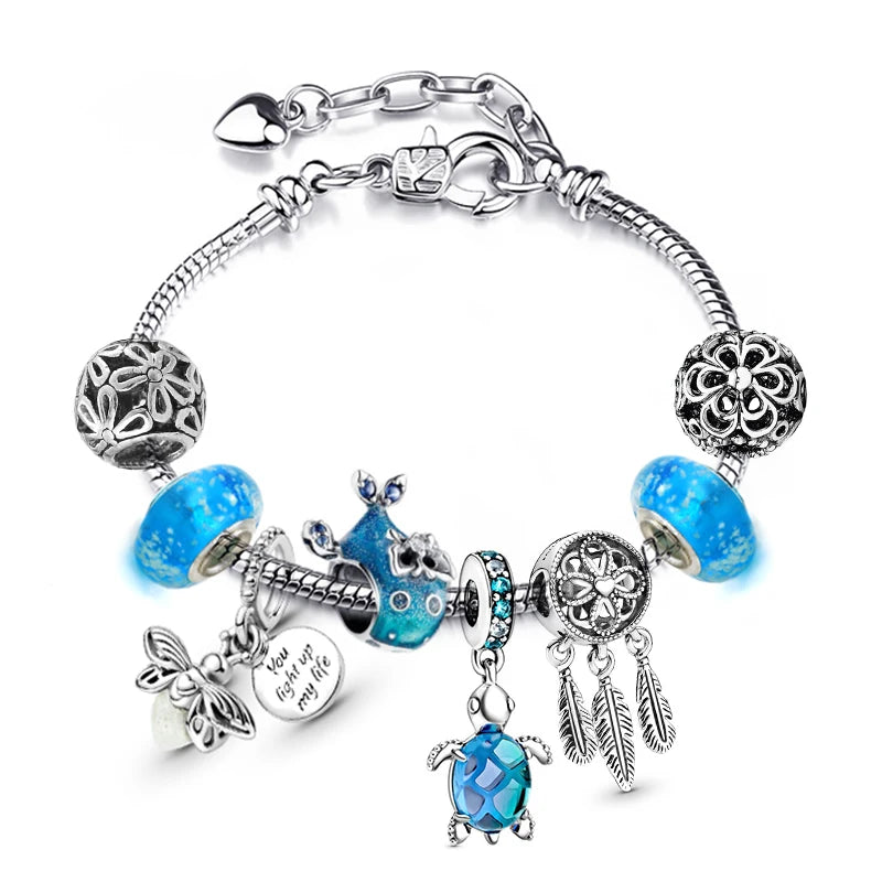 Classic Heart Charm Snake Chain Bracelet for Women
