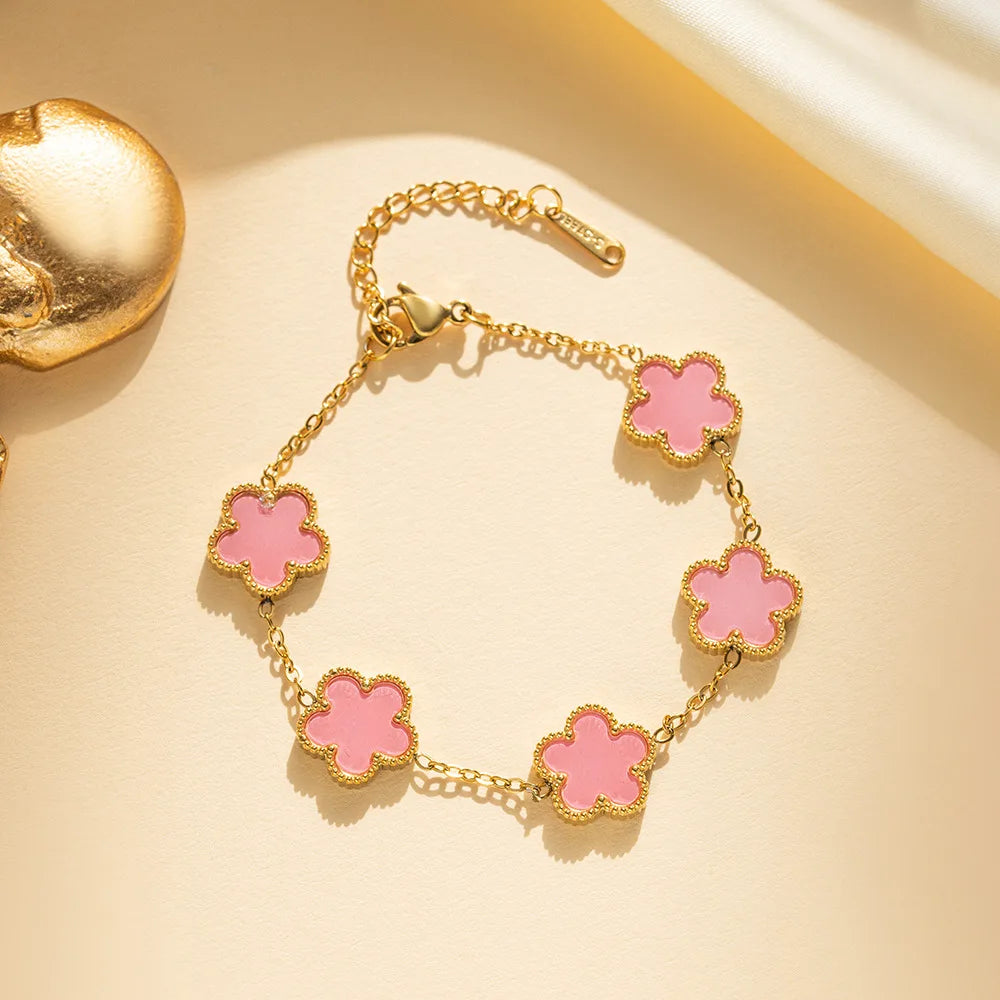 Five Leaf Flower Bracelet Unisex – Floral Design