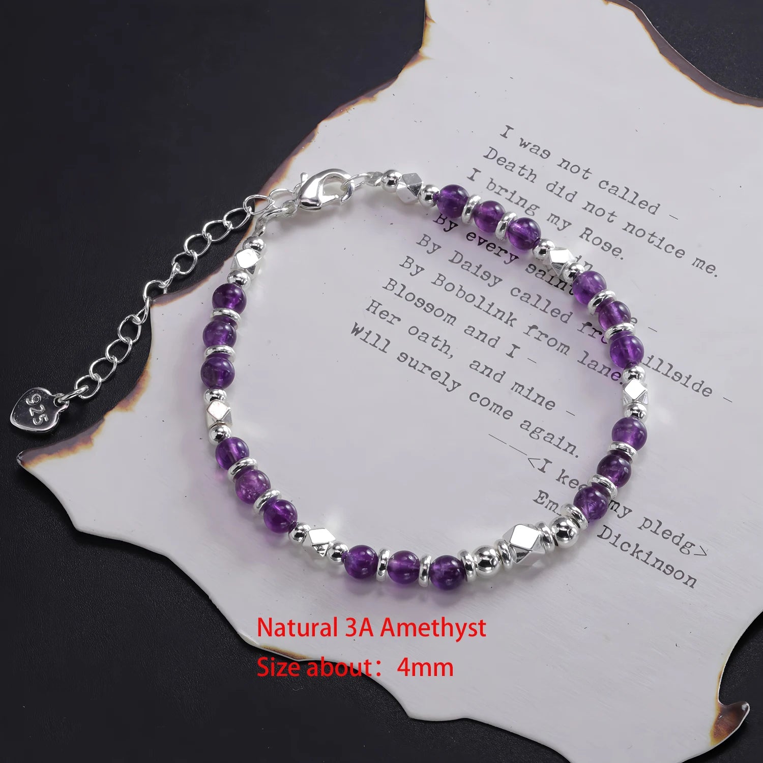 925 Sterling Silver Double Heart Bead Bracelet
