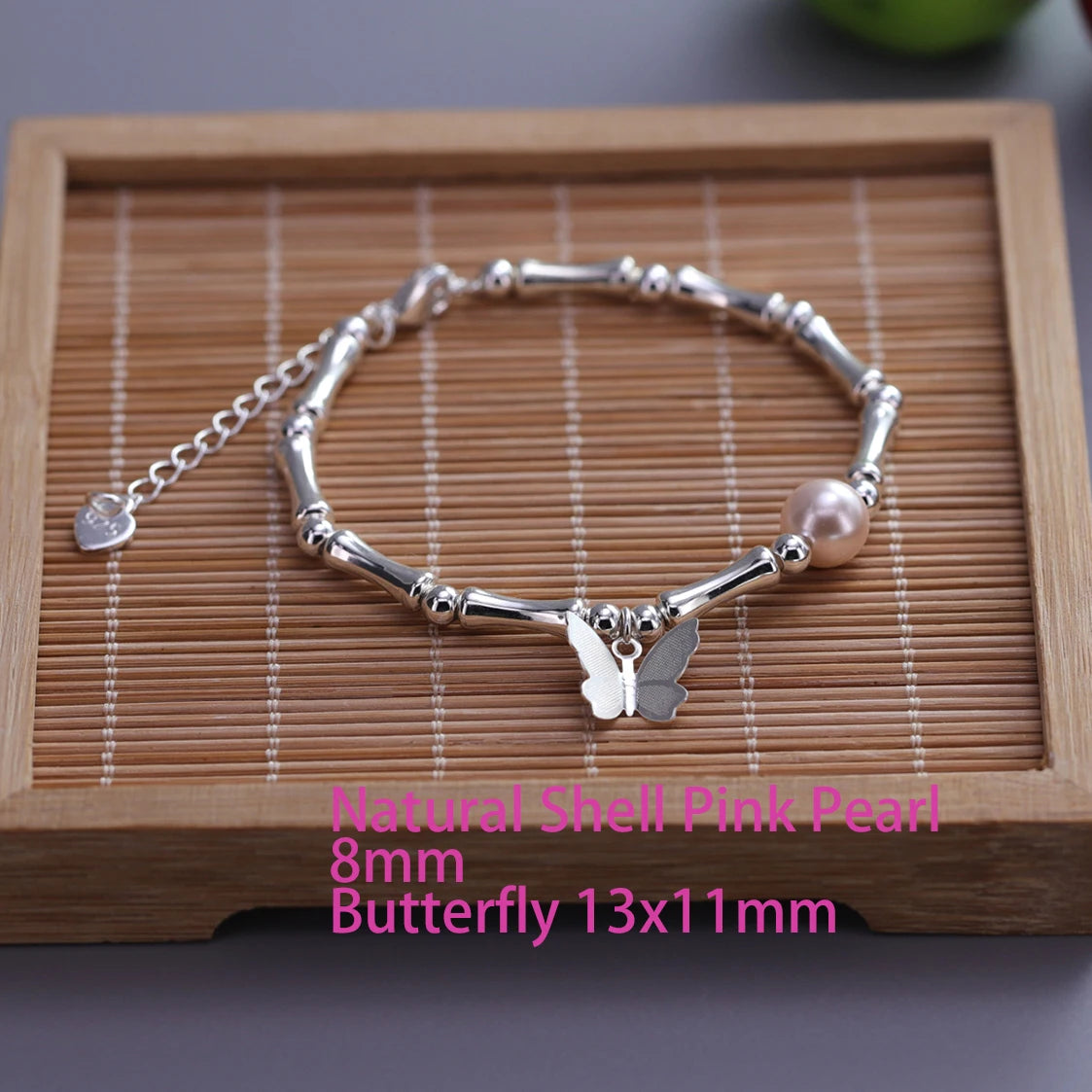 925 Sterling Silver Double Heart Bead Bracelet