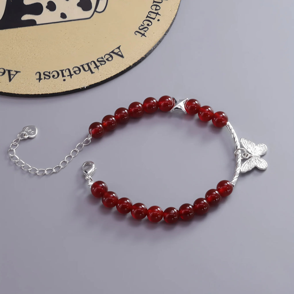 925 Sterling Silver Double Heart Bead Bracelet