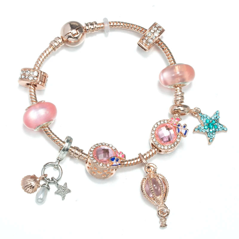 Classic Heart Charm Snake Chain Bracelet for Women