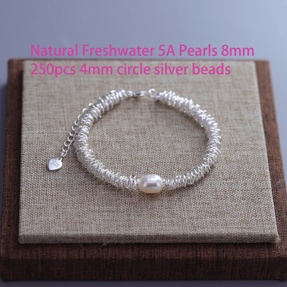 925 Sterling Silver Double Heart Bead Bracelet