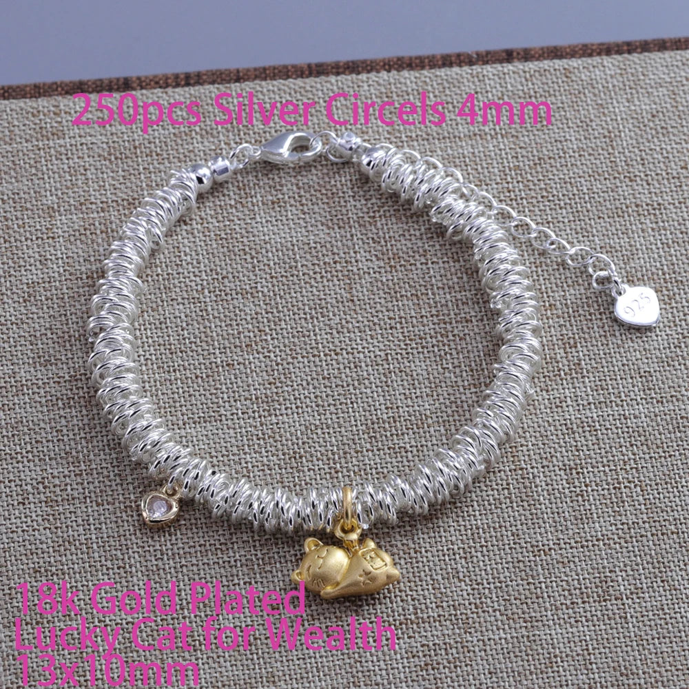 925 Sterling Silver Double Heart Bead Bracelet