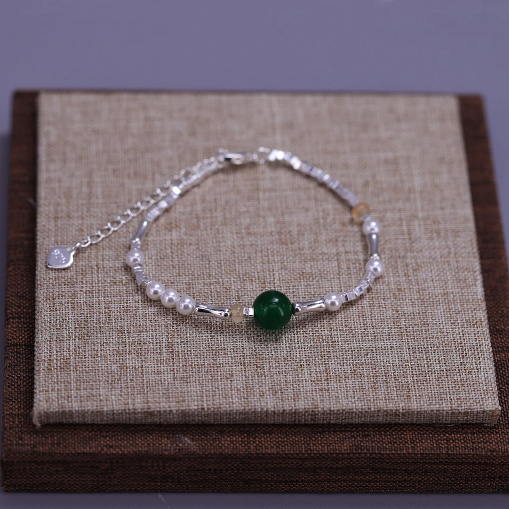 925 Sterling Silver Double Heart Bead Bracelet