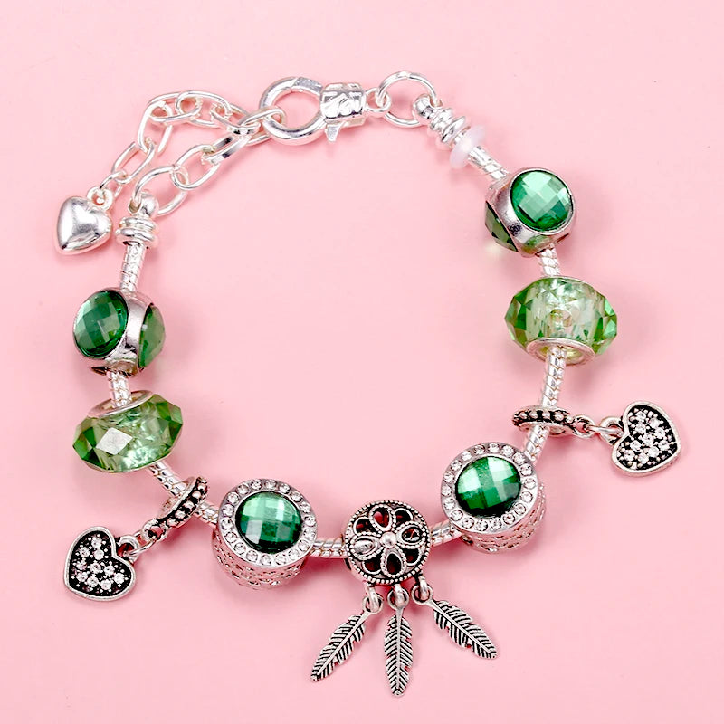 Classic Heart Charm Snake Chain Bracelet for Women