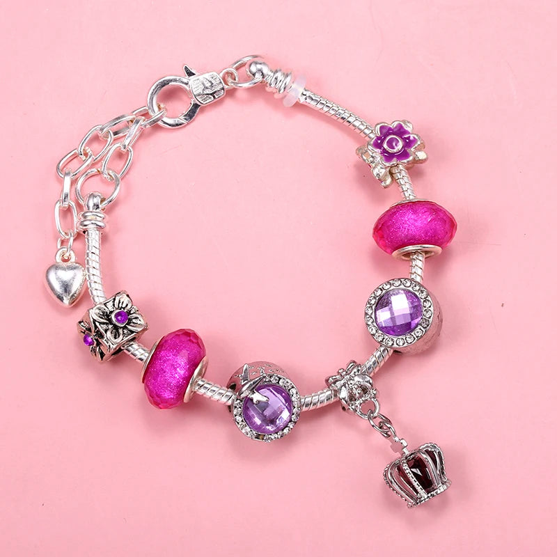 Classic Heart Charm Snake Chain Bracelet for Women