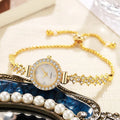 Fashion Diamond Women's Quartz Bracelet Watch with Elegant Round Dial