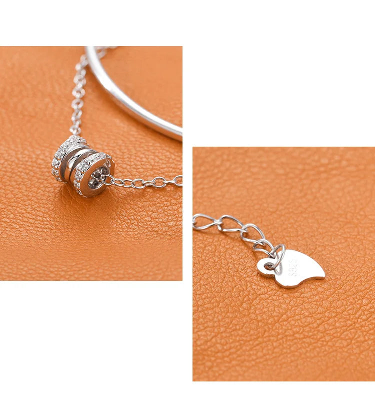 925 Sterling Silver Double Heart Bead Bracelet