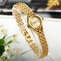 Golden Luxury Women's Bracelet Watch with Elegant Small Dial Quartz Design