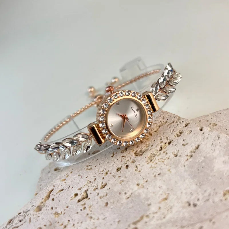Simple Luxury Women's Diamond Quartz Bracelet Watch