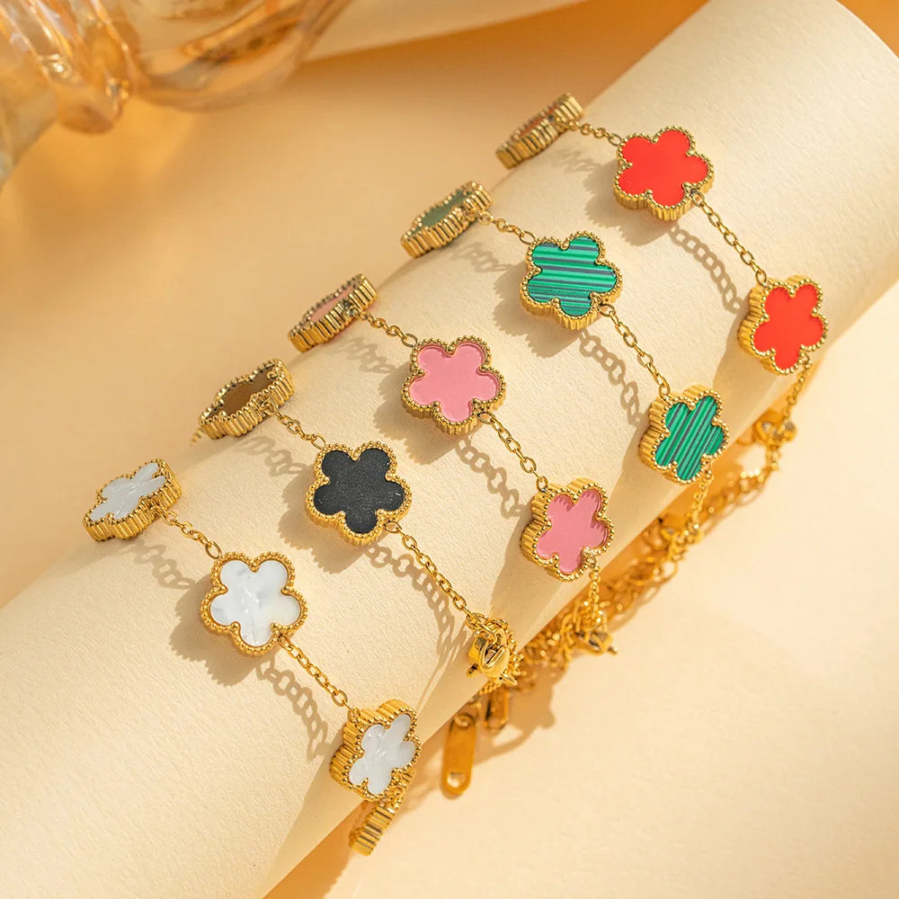 Five Leaf Flower Bracelet Unisex – Floral Design
