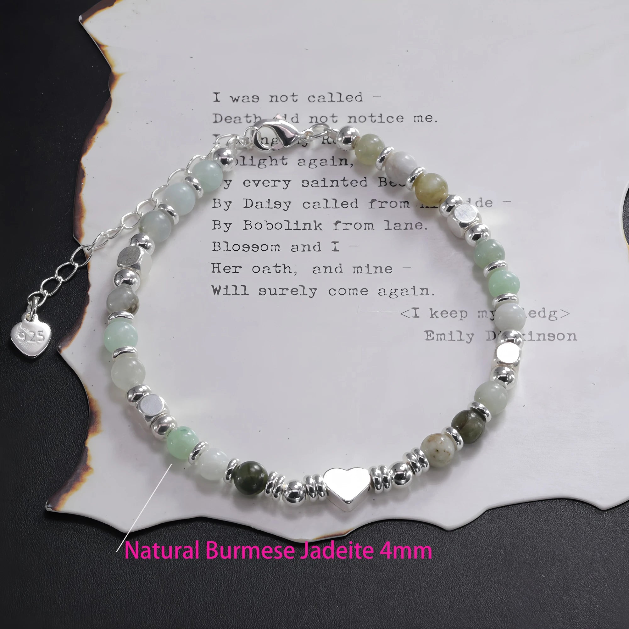 925 Sterling Silver Double Heart Bead Bracelet