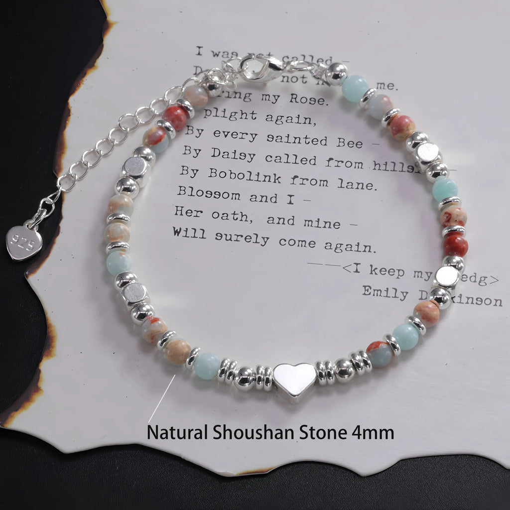 925 Sterling Silver Double Heart Bead Bracelet