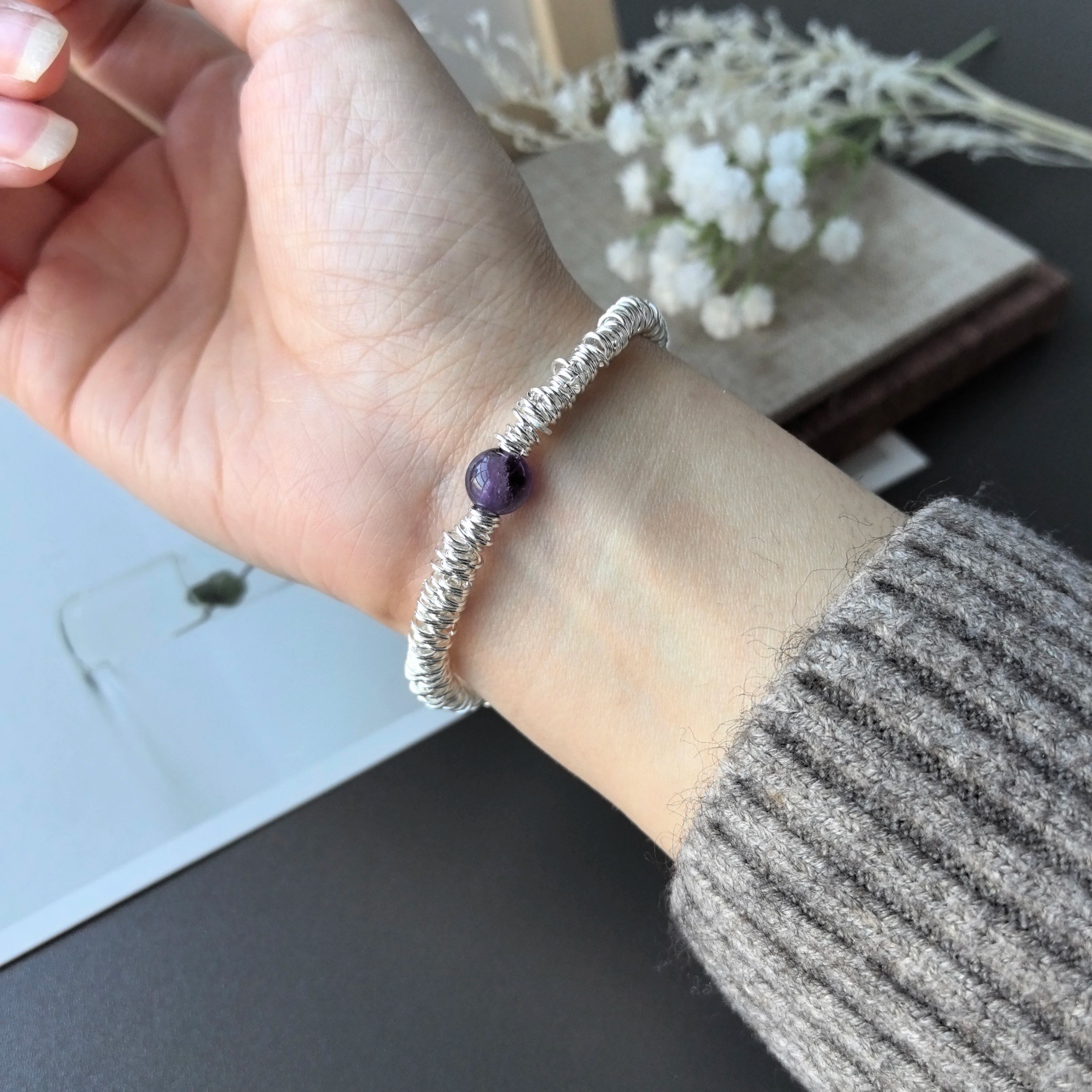 925 Sterling Silver Double Heart Bead Bracelet