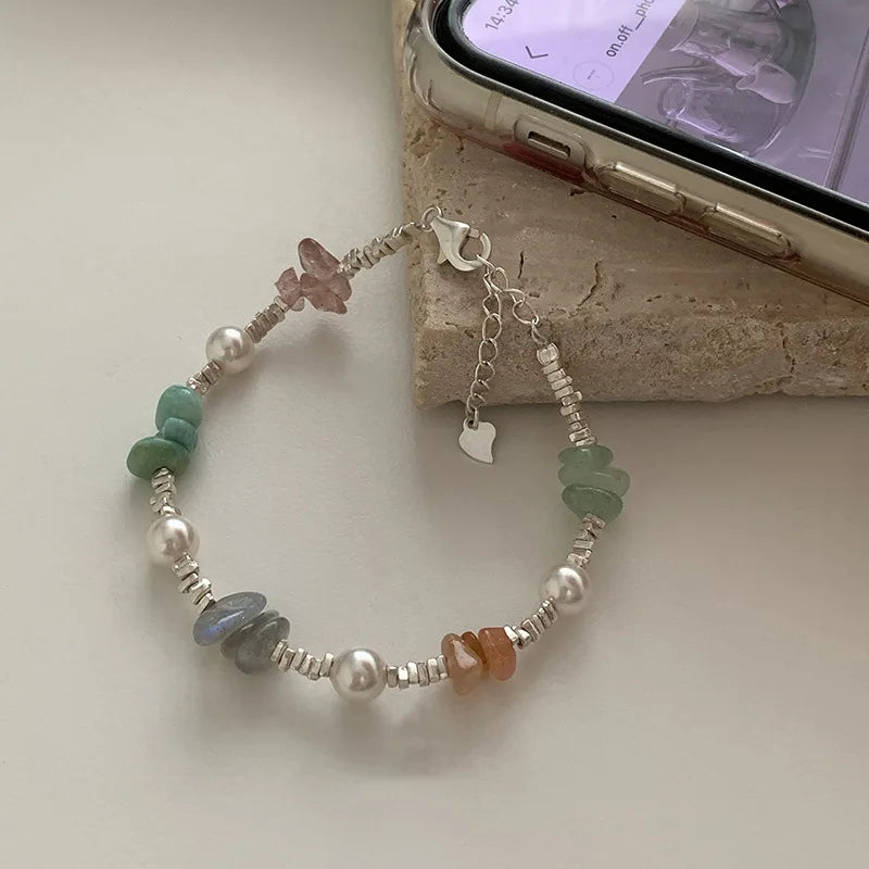 925 Sterling Silver Double Heart Bead Bracelet