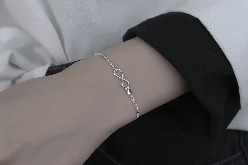 925 Sterling Silver Double Heart Bead Bracelet