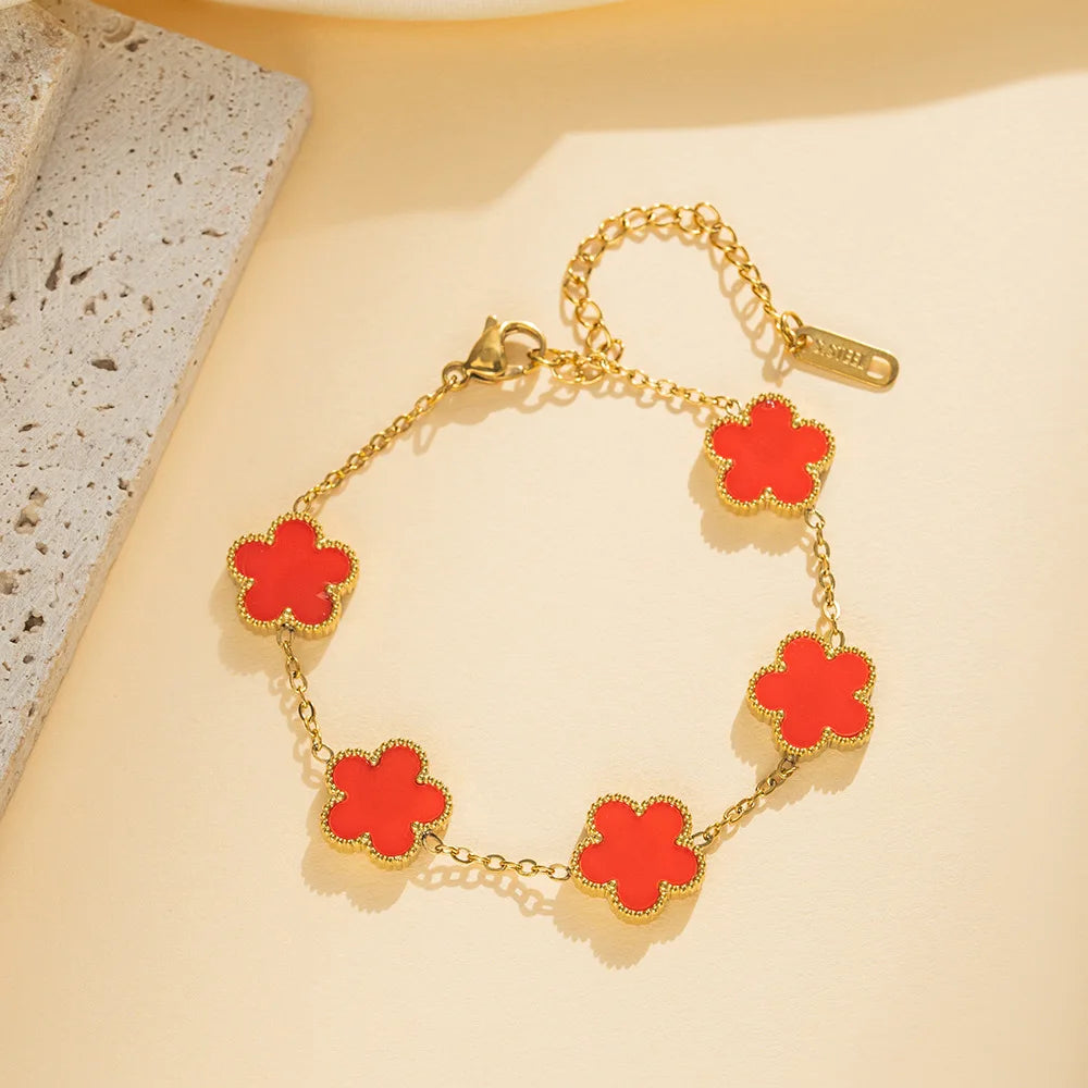 Five Leaf Flower Bracelet Unisex – Floral Design