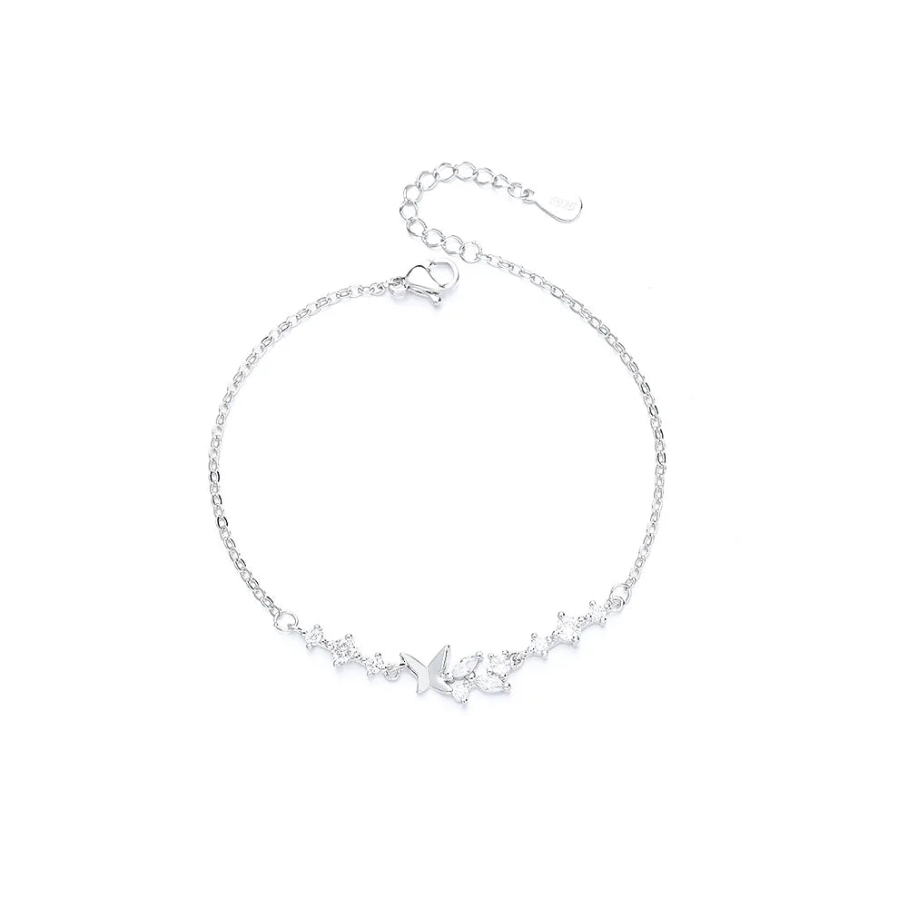 925 Sterling Silver Double Heart Bead Bracelet