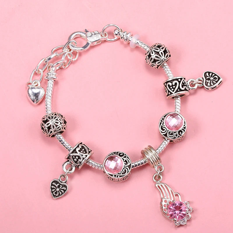 Classic Heart Charm Snake Chain Bracelet for Women